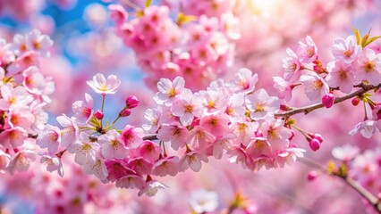 Cherry blossoms in full bloom on background, spring, flowers, pink, petals, nature, beauty, seasonal, delicate, sakura