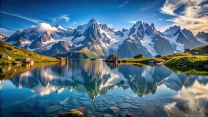 Breathtaking reflection of the Mont-Blanc in a crystal clear lake, mountain, Mont-Blanc, reflection, serene, landscape, nature