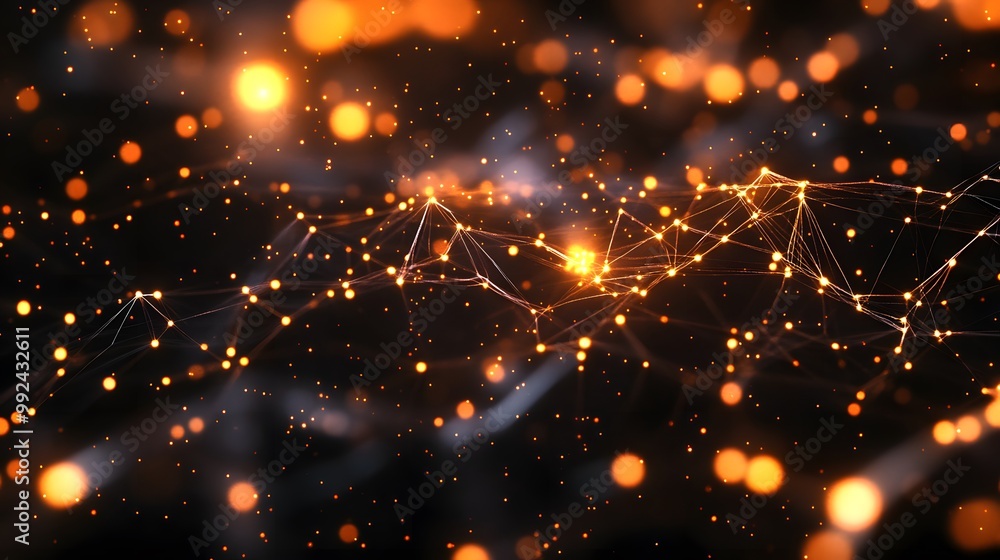 Poster Abstract Network with Glowing Orange Nodes and Lines