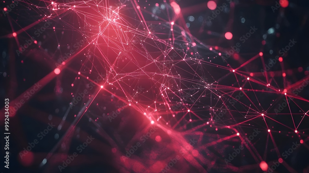 Poster Abstract Red Network of Connected Points with a Glowing Effect