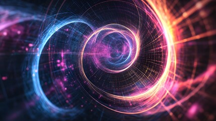 Obraz premium Abstract Spiral of Vibrant Light and Lines