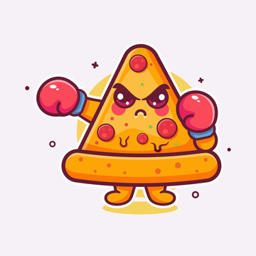 recommend clip art: angry pizza slice food character mascot playing boxing sport isolated cartoon