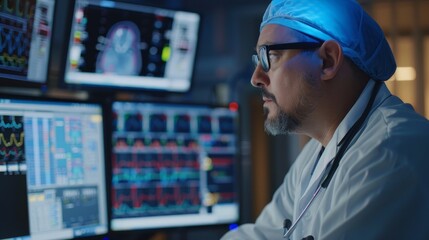 Modern Healthcare: Doctor Utilizing AI for Effortless EHR Input in Clinical Setting