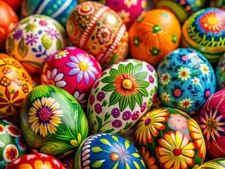 Colorful Easter Egg Pattern with Floral Motifs and Spring Themes for Festive Celebrations and Crafts