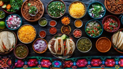 Colorful Traditional Mexican Street Food Setup
