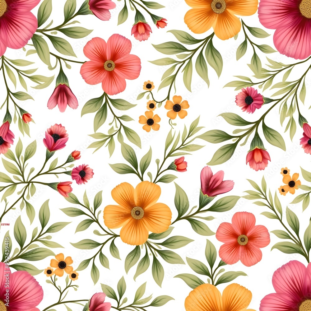 Poster seamless pattern with flowers background. generative ai