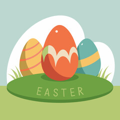 easter card with easter eggs