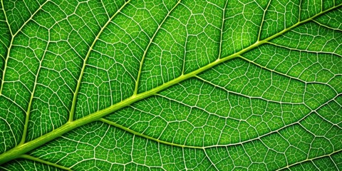 Green leaf texture background with intricate veins and a vibrant shade of green, leaves, nature, foliage, organic, botanical