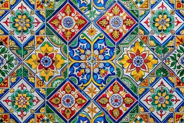 Colorful Geometric Tile Pattern Ideal for Backgrounds, Textiles, and Modern Design Projects