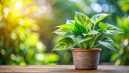House plant Epipremnum aureum with blurred background, houseplant, Epipremnum aureum, greenery, indoor plant, tropical