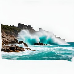waves crashing on rocks