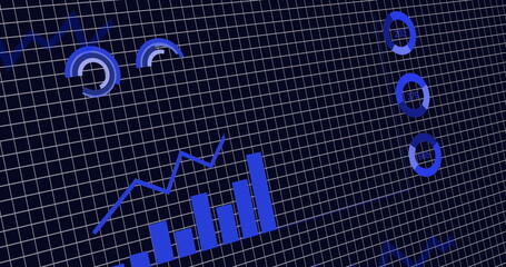 Image of financial data processing over dark background