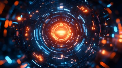 Obraz premium Futuristic Circular Structure with Glowing Lights