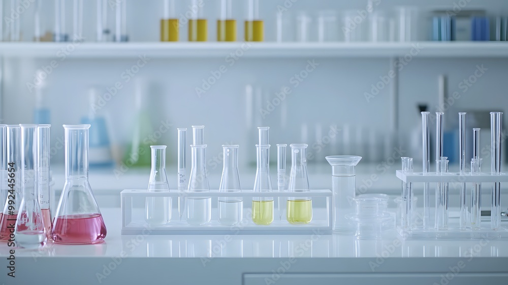 Poster assorted glassware in a laboratory setting