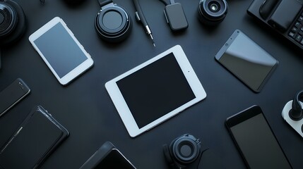 Flat Lay of Technology Gadgets and Devices