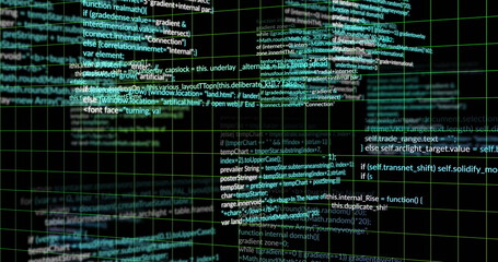 Obraz premium Image of digital data processing over black background