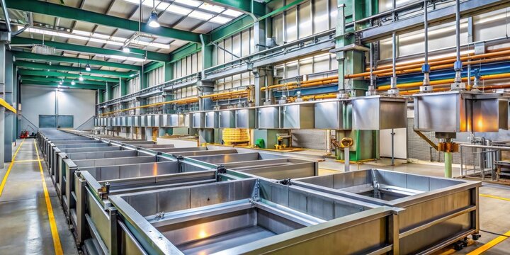 Metal production process with series of chemical baths for anodizing and galvanizing metal products, metal
