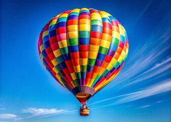 Obraz premium Colorful Hot Air Balloon Floating in a Clear Blue Sky on a Bright Sunny Day for Scenic Views