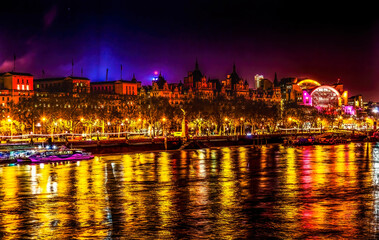 Thames River Night Westminster Bridge London England