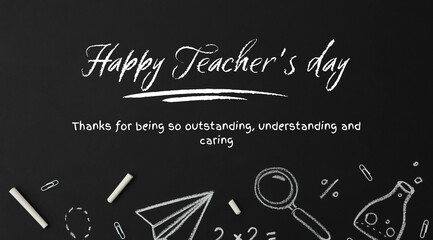 Inscription on a black school board: "Happy Teacher's Day!"
