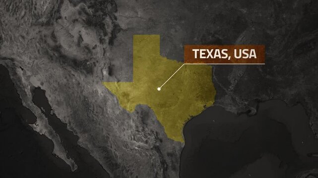 Map of Texas, USA - Map Animation - Texas GIS from World Map - Vox Map Style - State of USA - Infographic & Documentary Ready - 4K