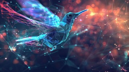 Obraz premium Digital bird of futuristic polygonal lines AI generated image