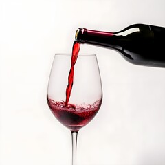 red wine pouring into glass white background Generative AI