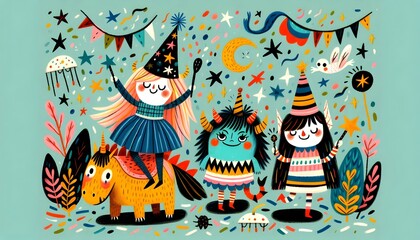 Monstruos de Fiesta: Celebración de Criaturas Fantásticas