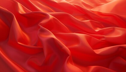 Obraz premium Abstract red fabric background with soft, flowing folds and a smooth, silky texture.