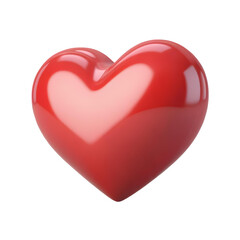 Red heart on transparent background. 3D rendering. Valentine's day.