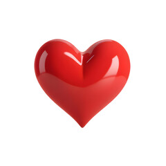 Red heart on transparent background. 3D rendering. Valentine's day.
