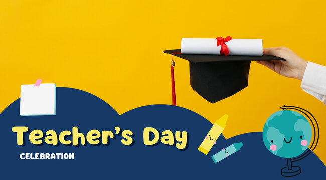 Inscription on a blue background: "Happy Teacher's Day!"