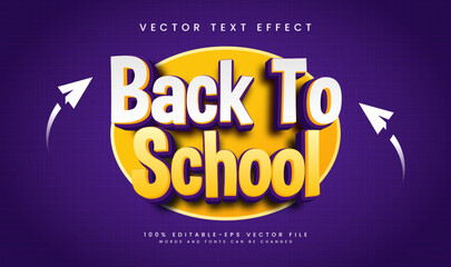 Back to school editable vector text effect, with education concept