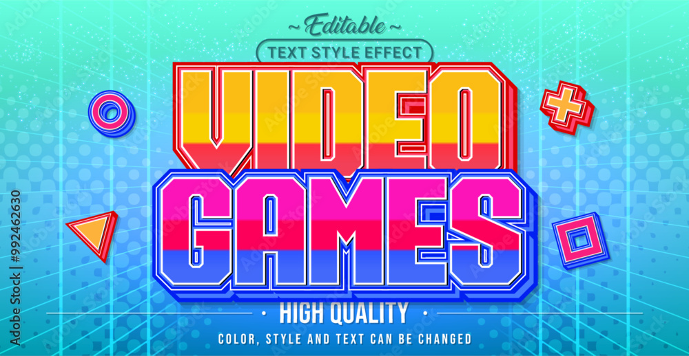Aufkleber editable text style effect - video games text style theme.