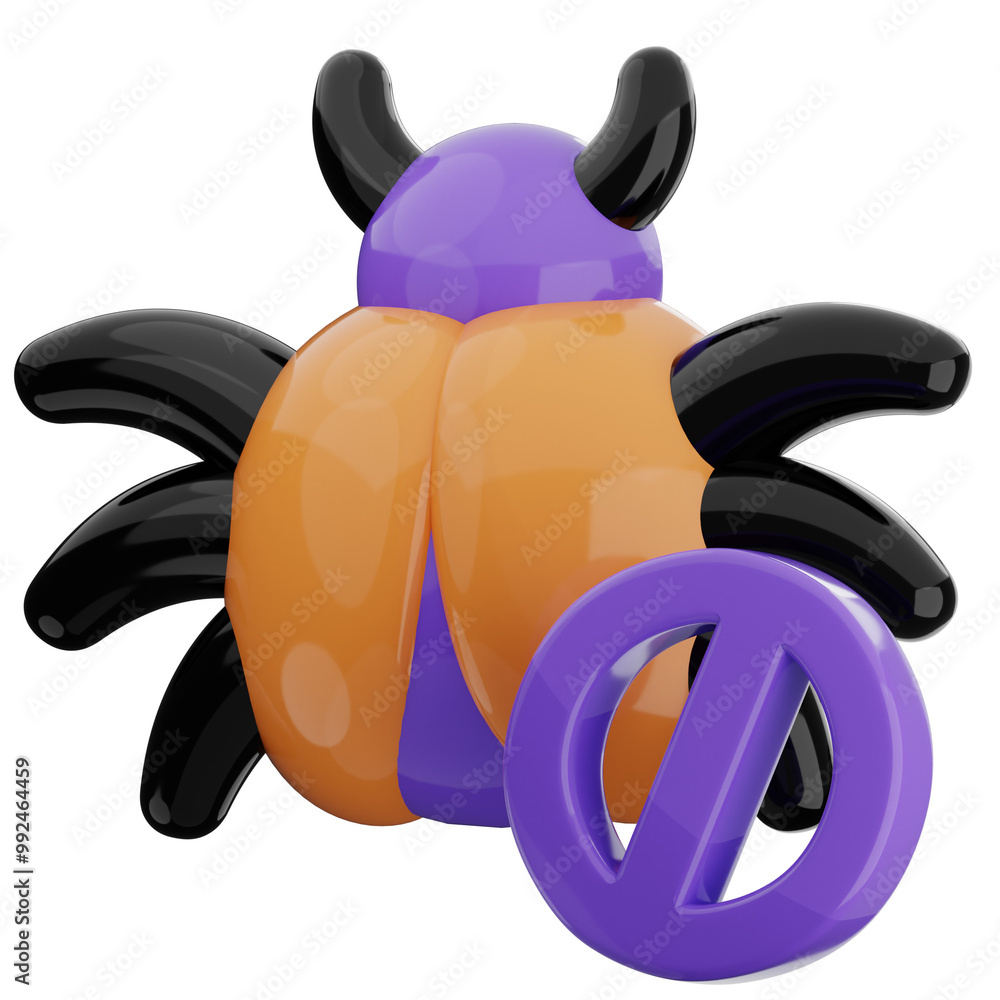 Poster software bug 3d illustration. device malware icon.