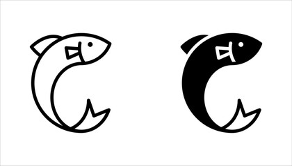 Fototapeta premium Fish vector icons set. Vector outline fish icons. Fishing symbols. Seafood icons, vector illustration on white background