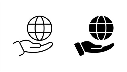 Fototapeta premium globe in hand icon set. world and earth vector icon for web vector illustration on white background