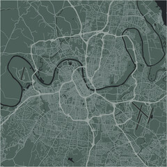 Map of Nashville in Tennessee in a smooth dark style. Contains layered vector with roads water, parks, etc.