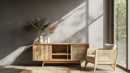 Minimalist Living Room Interior Design with Wooden Furniture