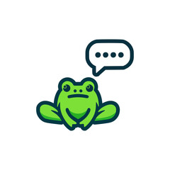 frog chat text message mobile app logo vector illustration template design