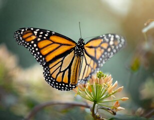 Naklejka premium Isolated monarch butterfly with depth of field highlighting vibrant wings and delicate patterns