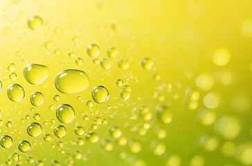 Oil droplets on water yellow background
