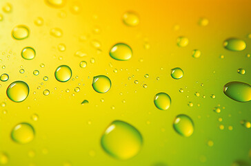 Oil droplets on water yellow background