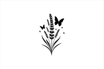 Silhouette Of The Lavender Plants. Minimalist and Simple Lavender Silhouette Vector.