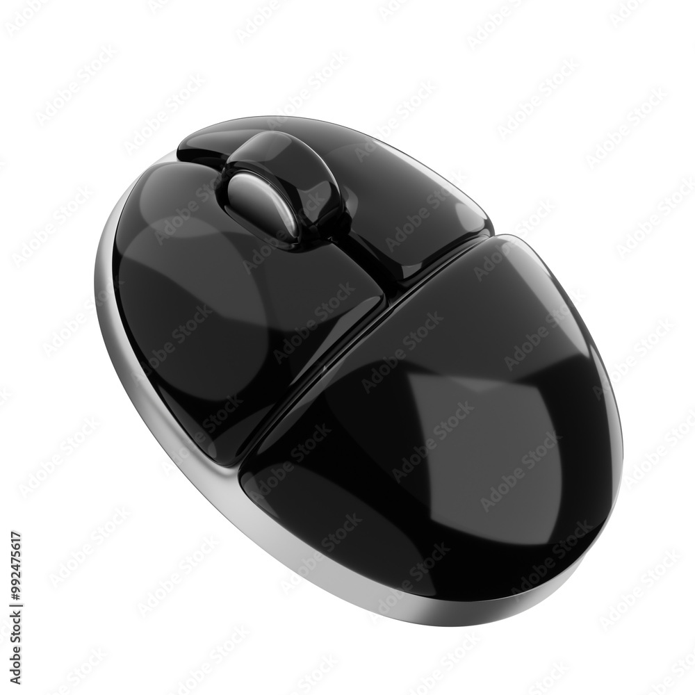 Poster computer mouse 3d illustration. pointer hardware icon.