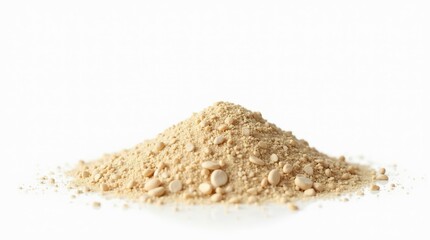 Pile of sand isolated against a clean white background