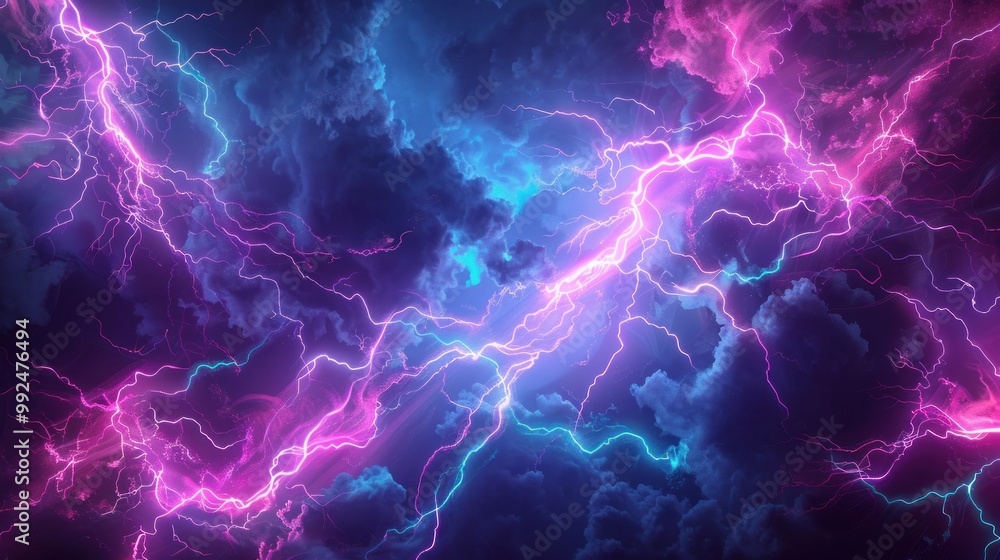 Aufkleber digital background with realistic flashing neon lights ai generated image