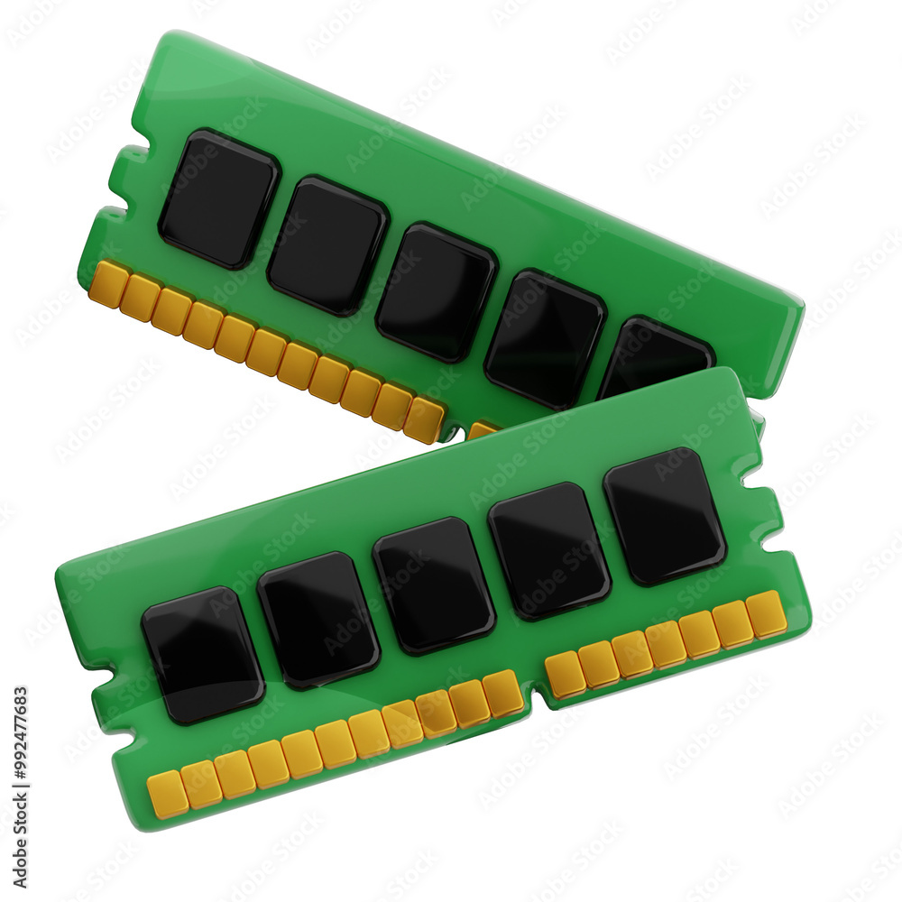 Poster computer ram 3d illustration. random access memory icon.