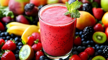 Fresh Smoothie with Antioxidant-Rich Fruits for Health