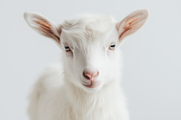Obraz premium Baby Goat Portrait' A portrait of a young goat with large ears and soft fur.